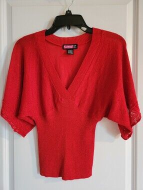 Flutter Sleeve V- Neck Sweater - Size Medium - Say What?